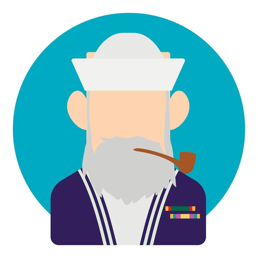 avatar hombre marinero icono, estilo plano vector