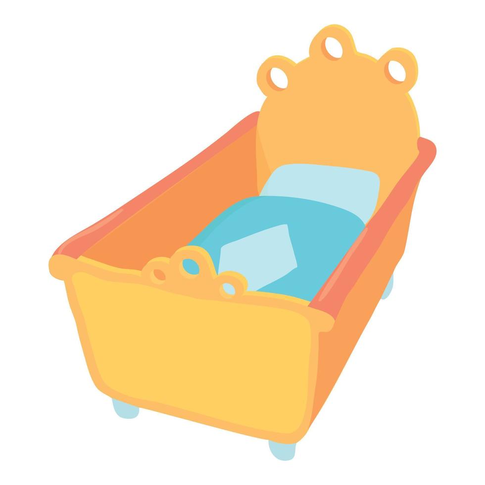 icono de cama de bebé, estilo de dibujos animados vector