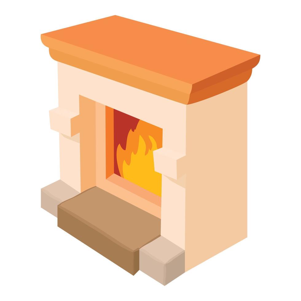 Fireplace icon, cartoon style vector