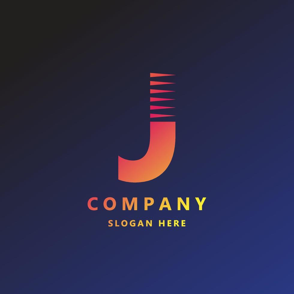 J gradient alphabet letter logo for branding and business. Gradient design for creative use in icon lettering vector