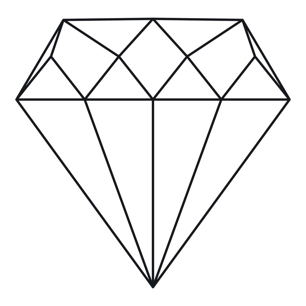 Diamond icon, outline style vector