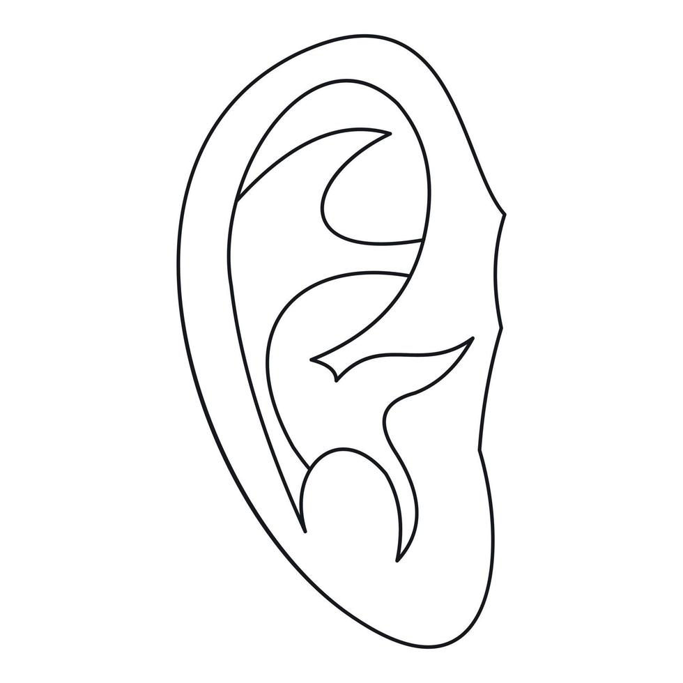 Ear icon, outline style vector