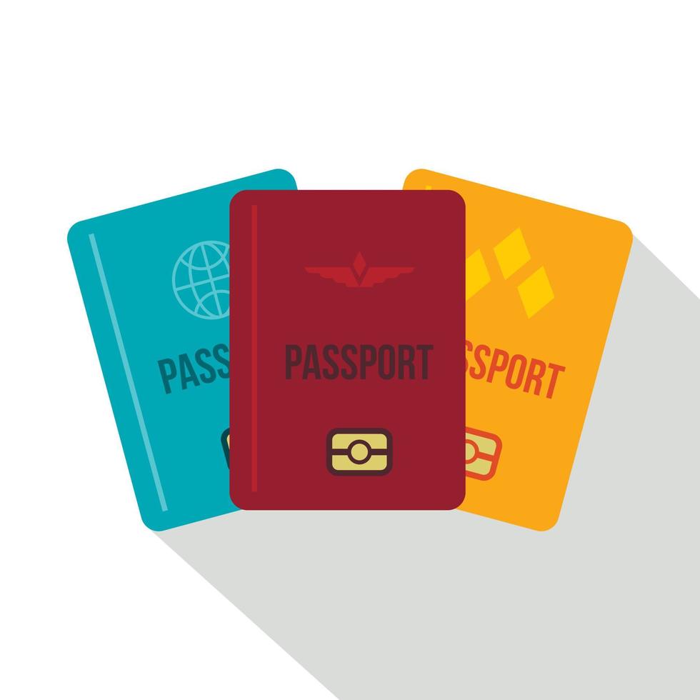 icono de pasaportes, estilo plano vector