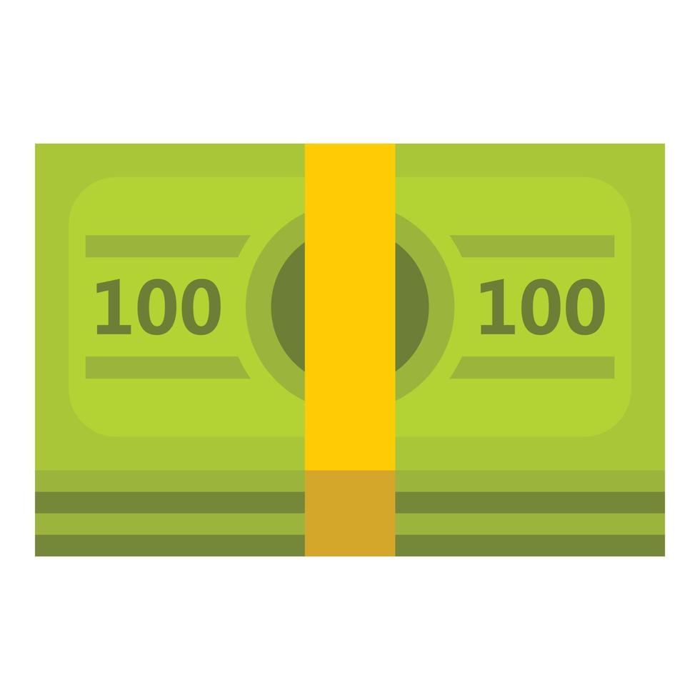 fajo de dinero, icono, plano, estilo vector