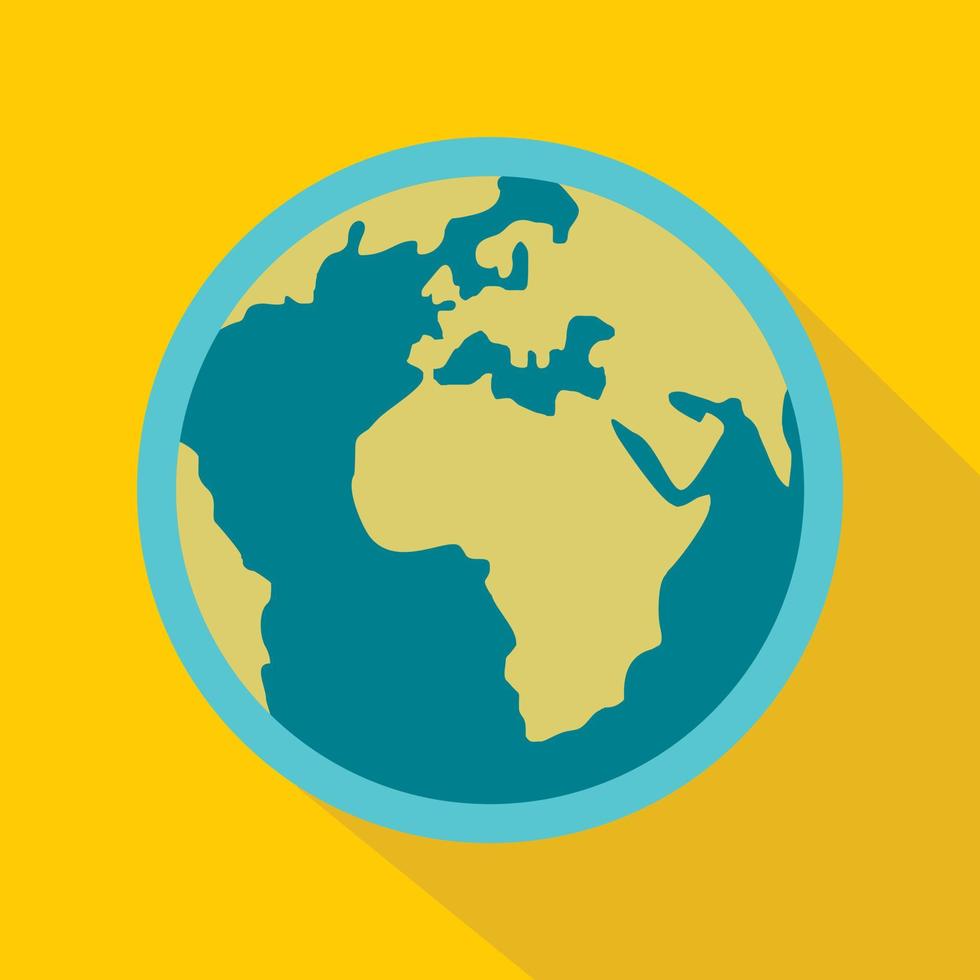 Blue planet Earth icon, flat style vector