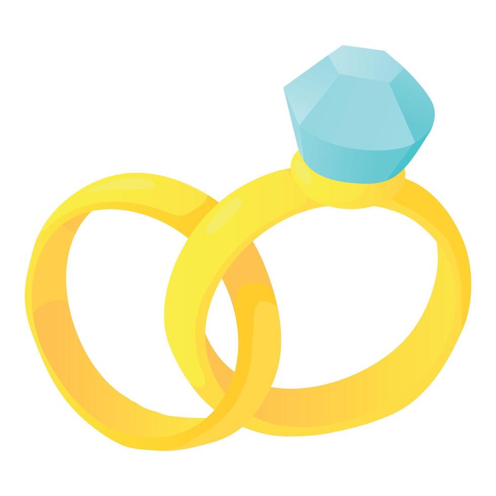 icono de anillos de boda, estilo de dibujos animados vector