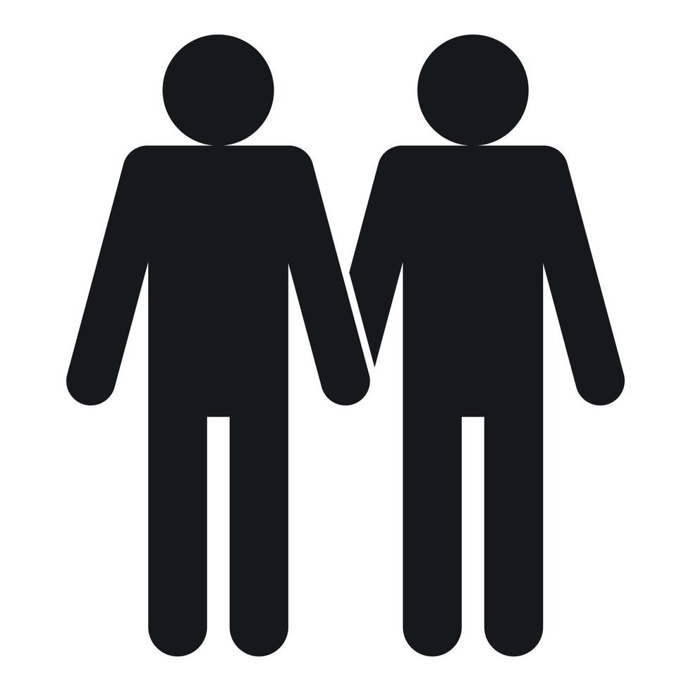 Two men gay icon, simple style vector