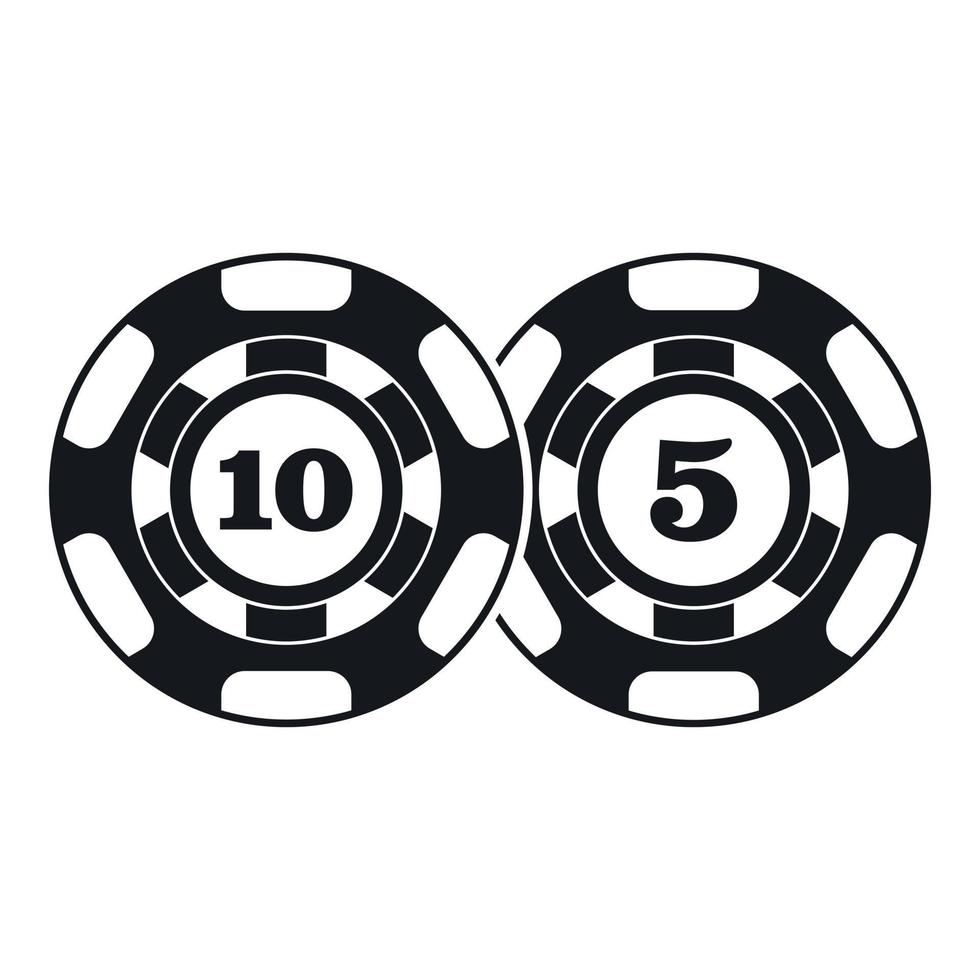 Poker chips nominal five and ten icon simple style vector