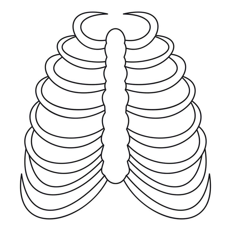 Rib cage icon, outline style vector