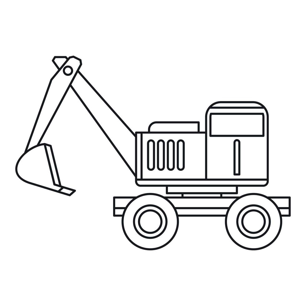 icono de excavadora, estilo de contorno vector