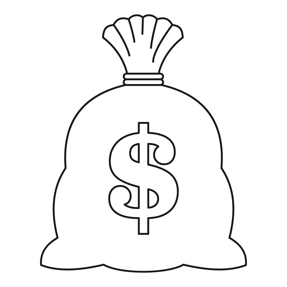 Money bag icon, outline style 14673302 Vector Art at Vecteezy