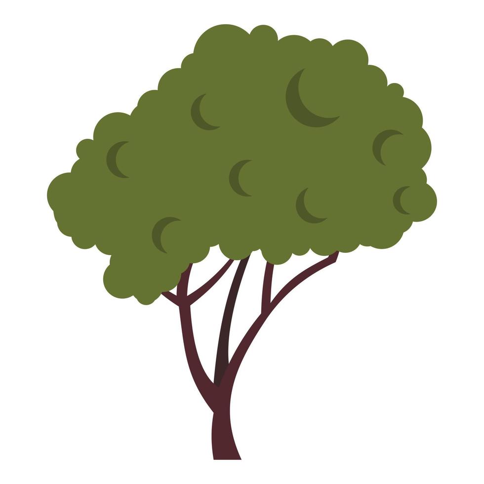 árbol con icono de corona esponjosa, estilo plano vector