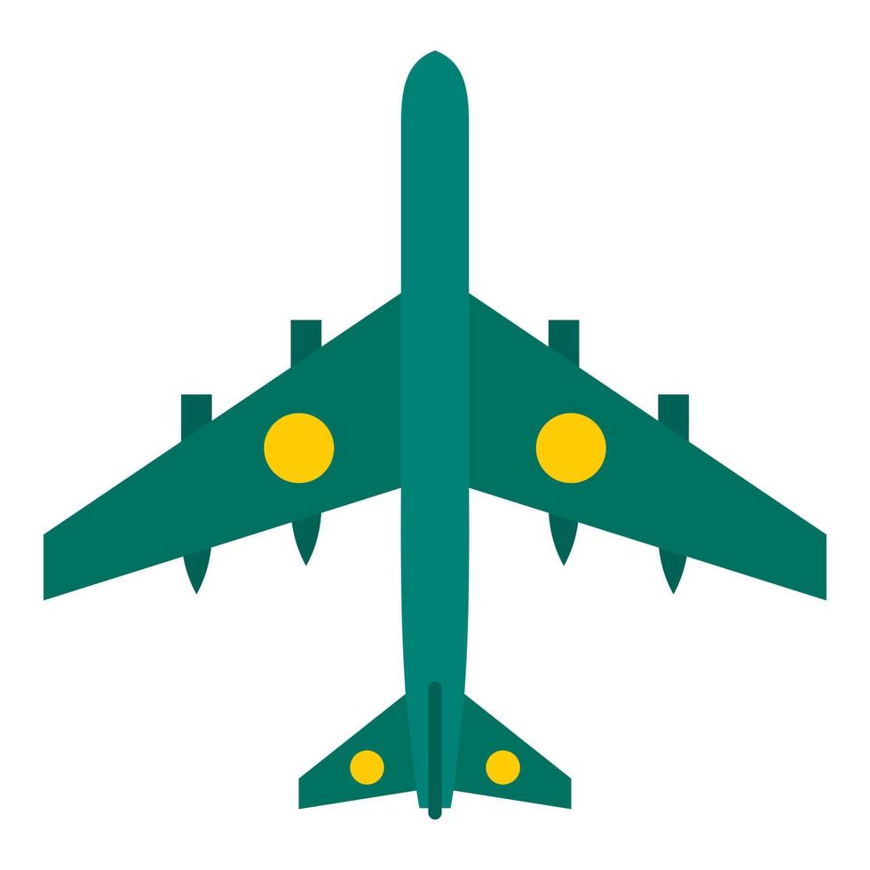 avión militar con icono de misiles, estilo plano vector