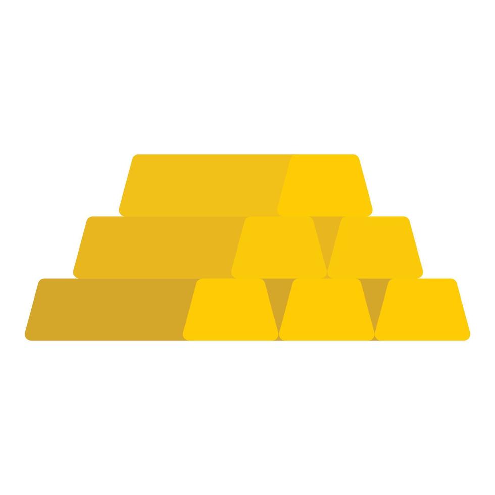 Gold bar icon, flat style vector
