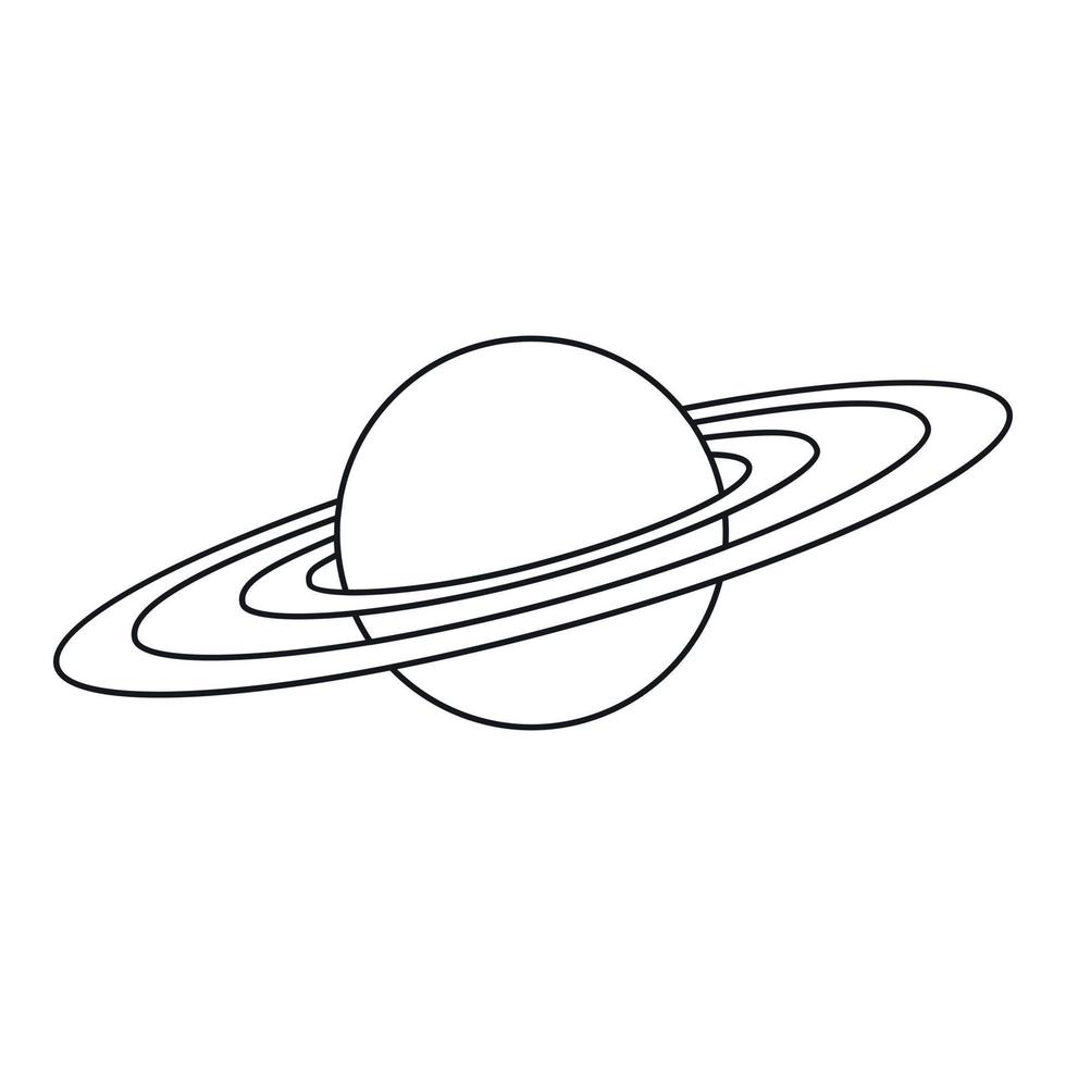 Saturn planet icon, outline style vector