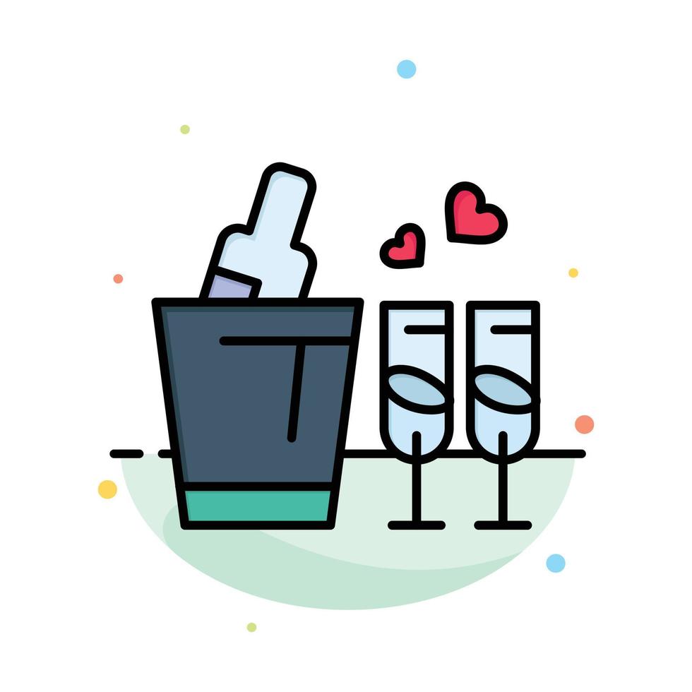 Bottle Glass Love Wedding Abstract Flat Color Icon Template vector