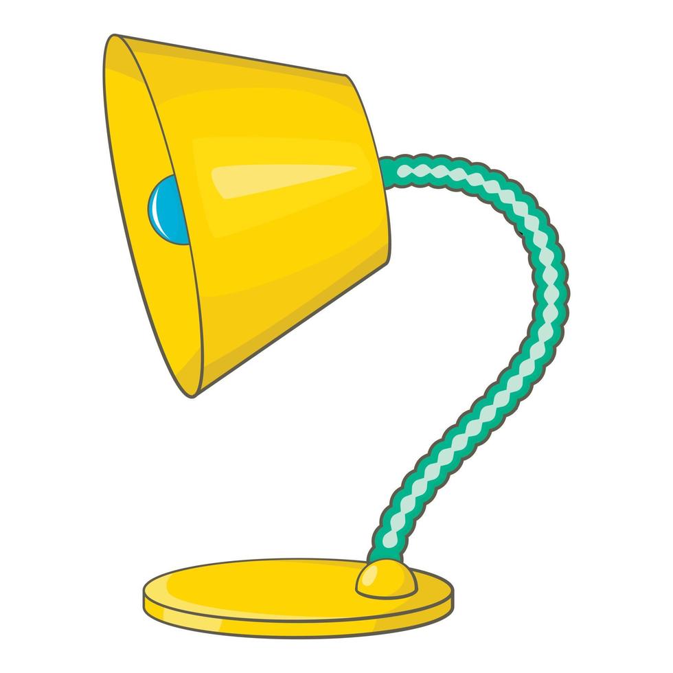 Yellow table lamp icon, cartoon style vector