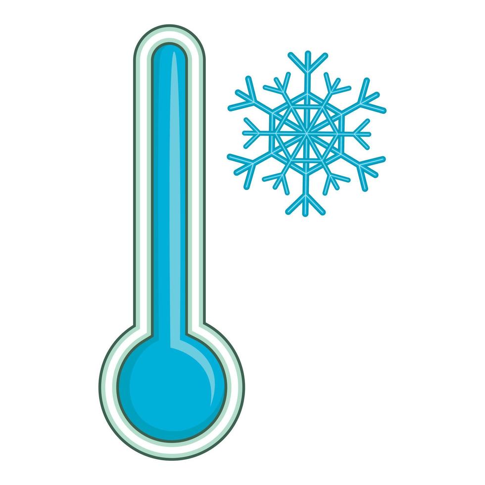 Thermometer low temperature icon, cartoon style vector