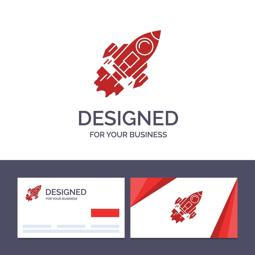 tarjeta de visita creativa y plantilla de logotipo inicio objetivo comercial lanzamiento misión nave espacial ilustración vectorial vector
