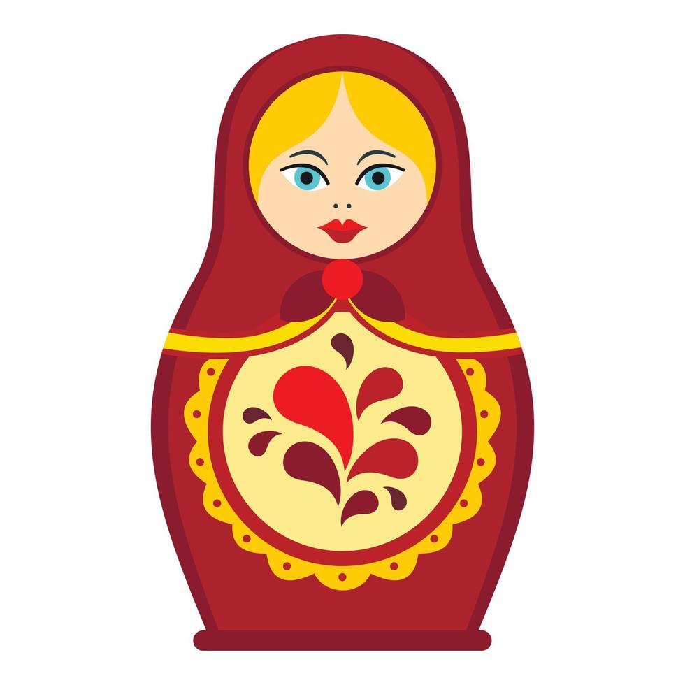 icono de matrioska, estilo plano vector