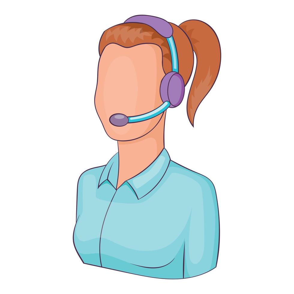 Call center operator icon, cartoon style vector