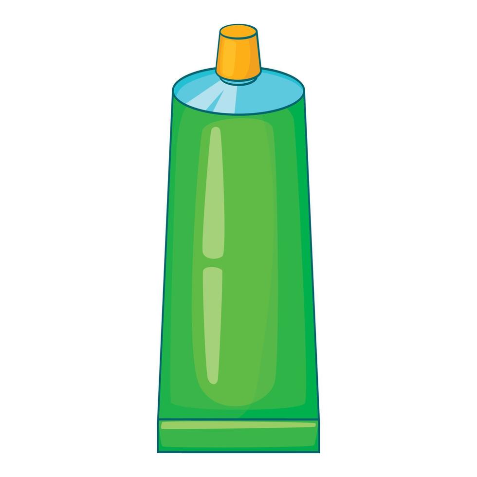 Green paint tube icon, cartoon style vector