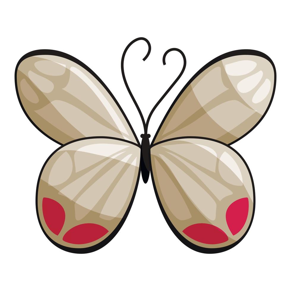 White butterfly icon, cartoon style vector