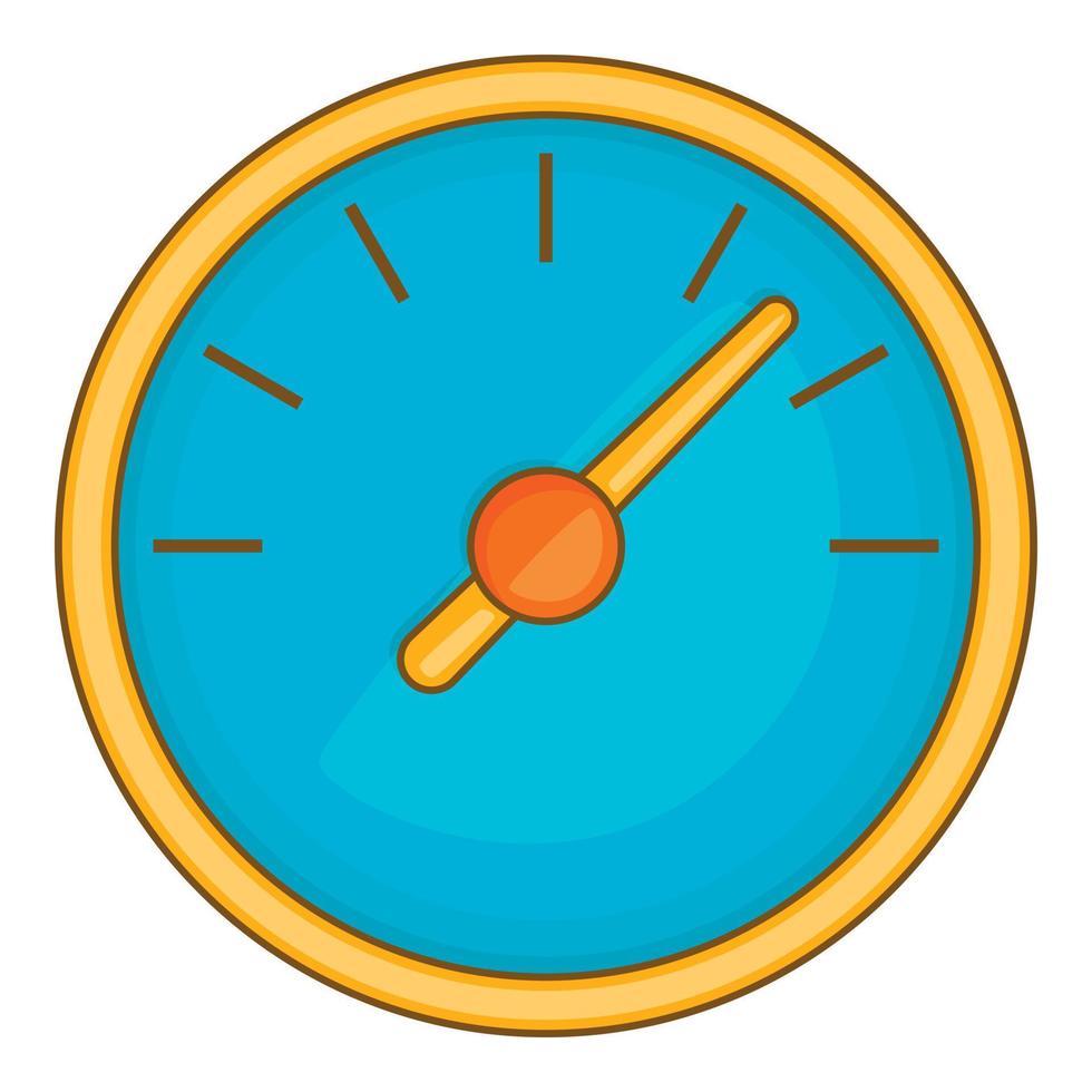 Large round speedometer icon, cartoon style vector