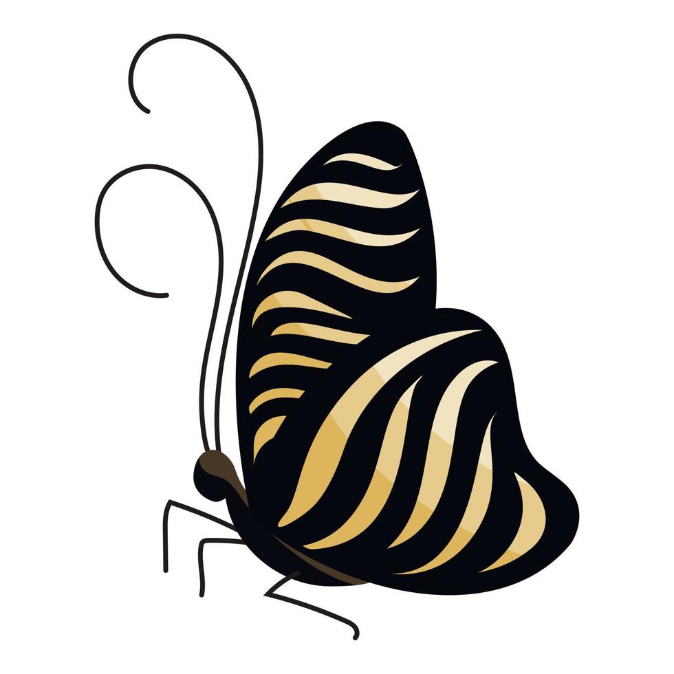 icono de mariposa negra, estilo de dibujos animados vector