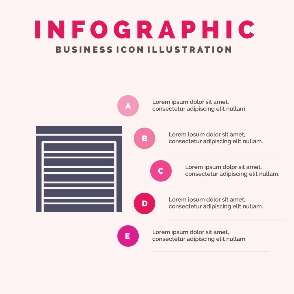 Door City Construction House Solid Icon Infographics 5 Steps Presentation Background vector