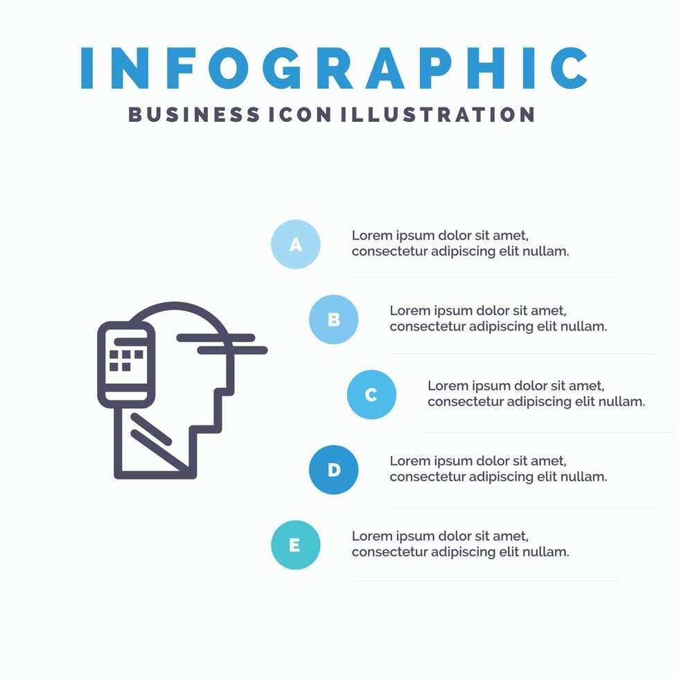 Communication Connected Human Mobile Mobility Line icon with 5 steps presentation infographics Background vector