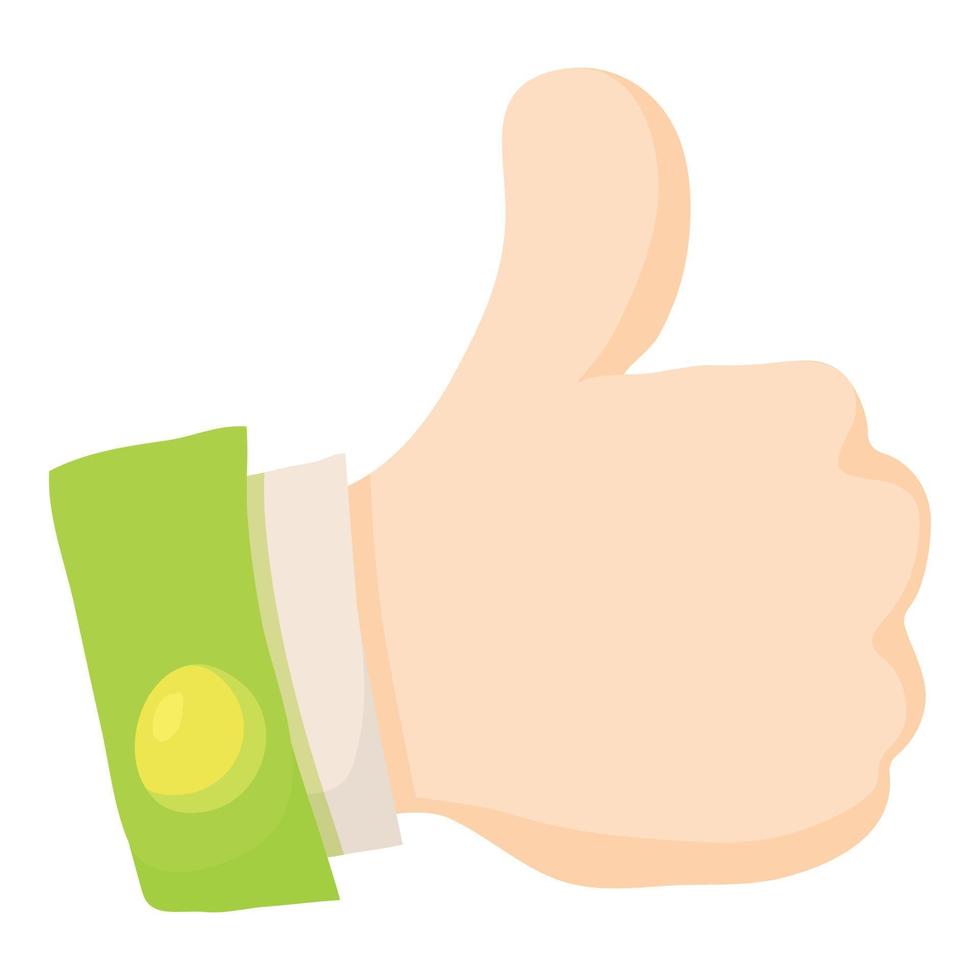 Thumbs up icon, cartoon style vector
