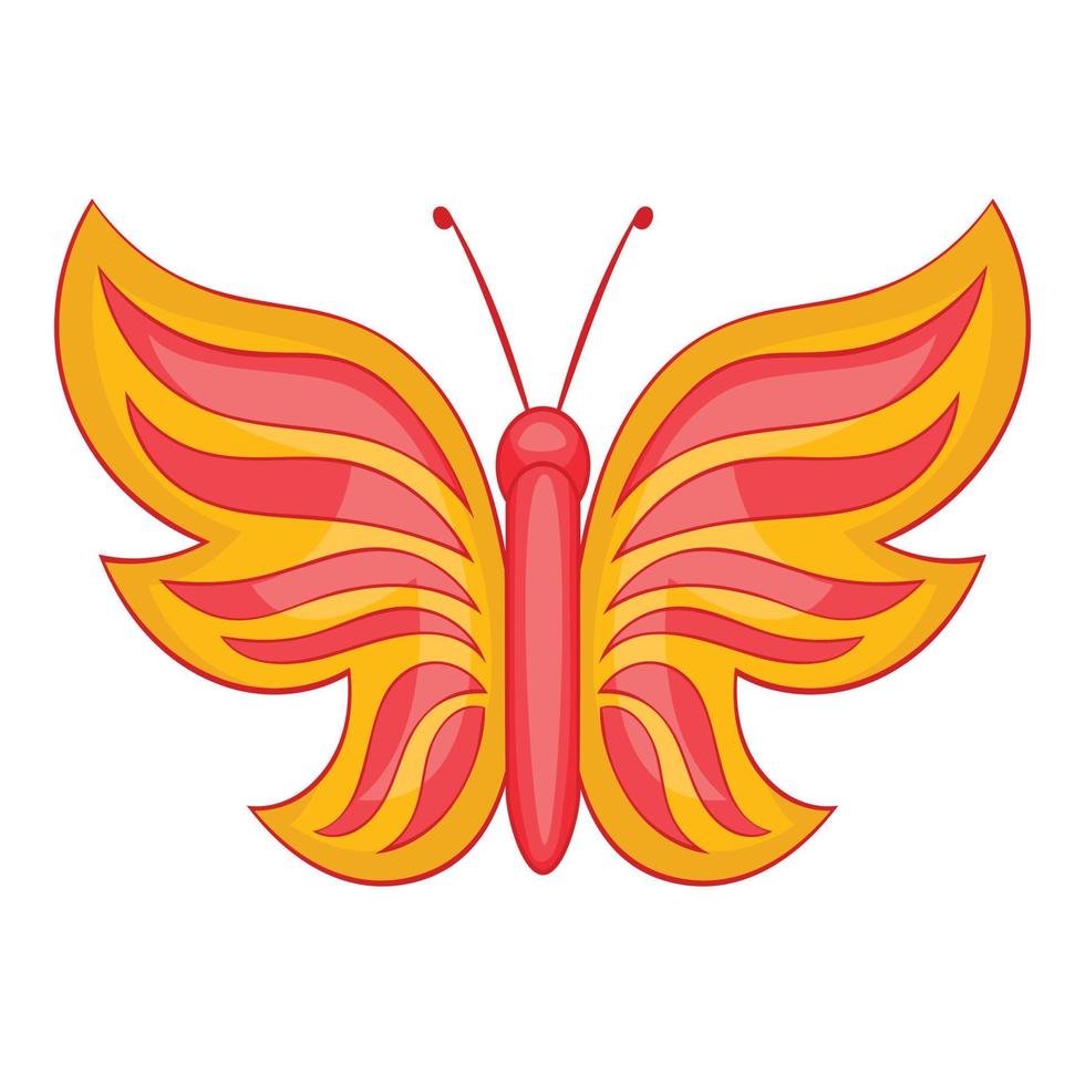 Red butterfly icon, cartoon style vector