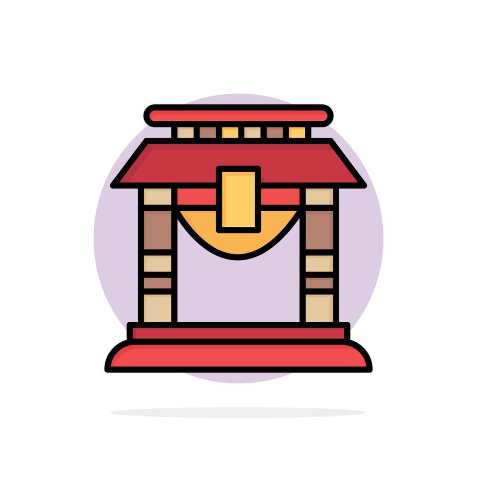 Door Bridge China Chinese Abstract Circle Background Flat color Icon vector