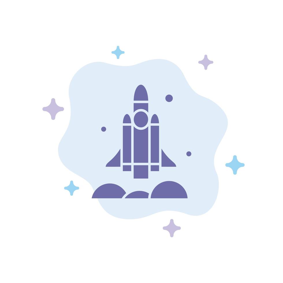 Launcher Rocket Spaceship Transport Usa Blue Icon on Abstract Cloud Background vector