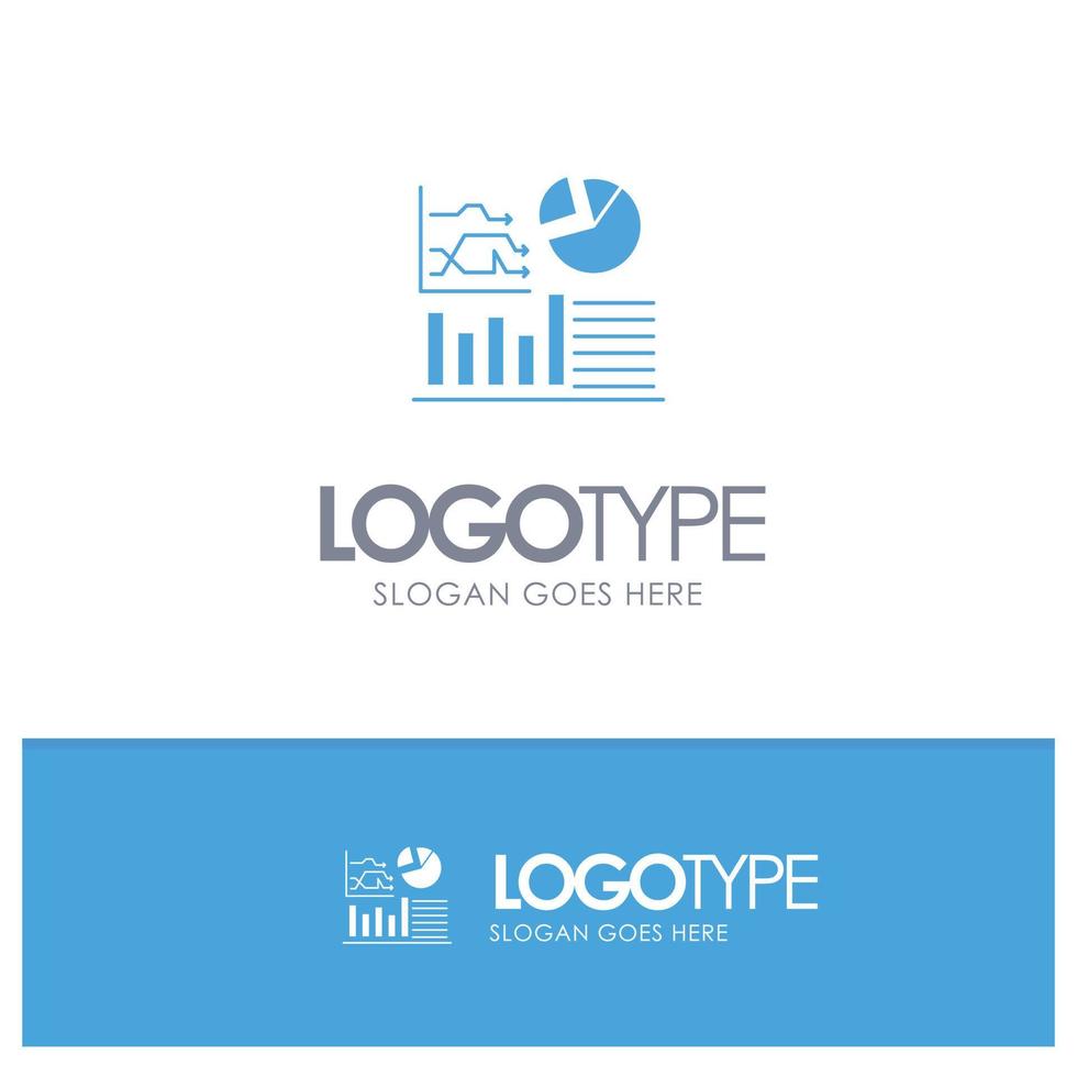 Graph Success Flowchart Business Blue Solid Logo with place for tagline vector