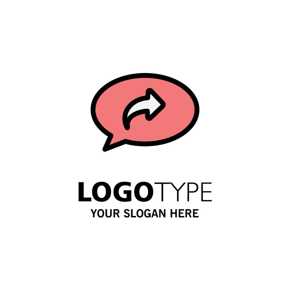 color plano de plantilla de logotipo de empresa de flecha de chat básica derecha vector