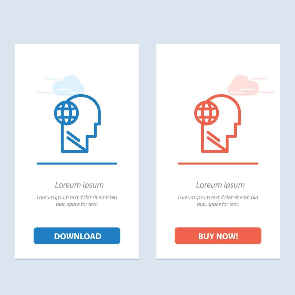 Business Globe Head Mind Think  Blue and Red Download and Buy Now web Widget Card Template vector