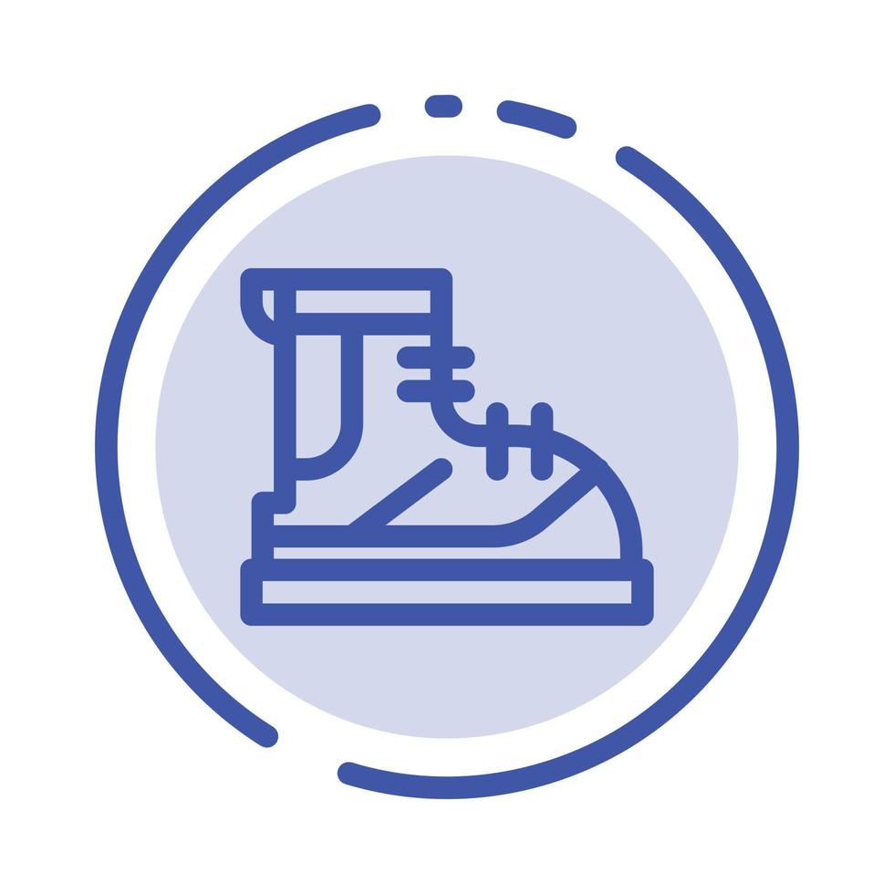 Boots Hiker Hiking Track Boot Blue Dotted Line Line Icon vector