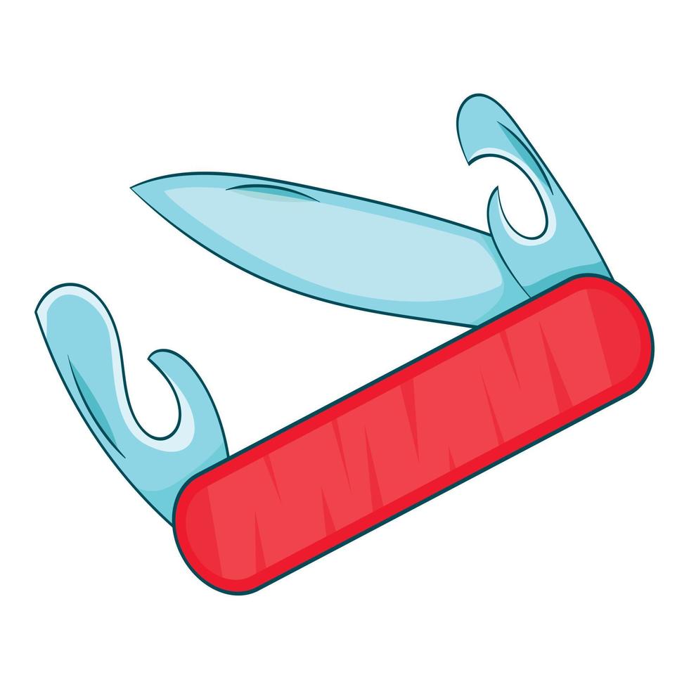 Swiss folding knife icon, cartoon style vector