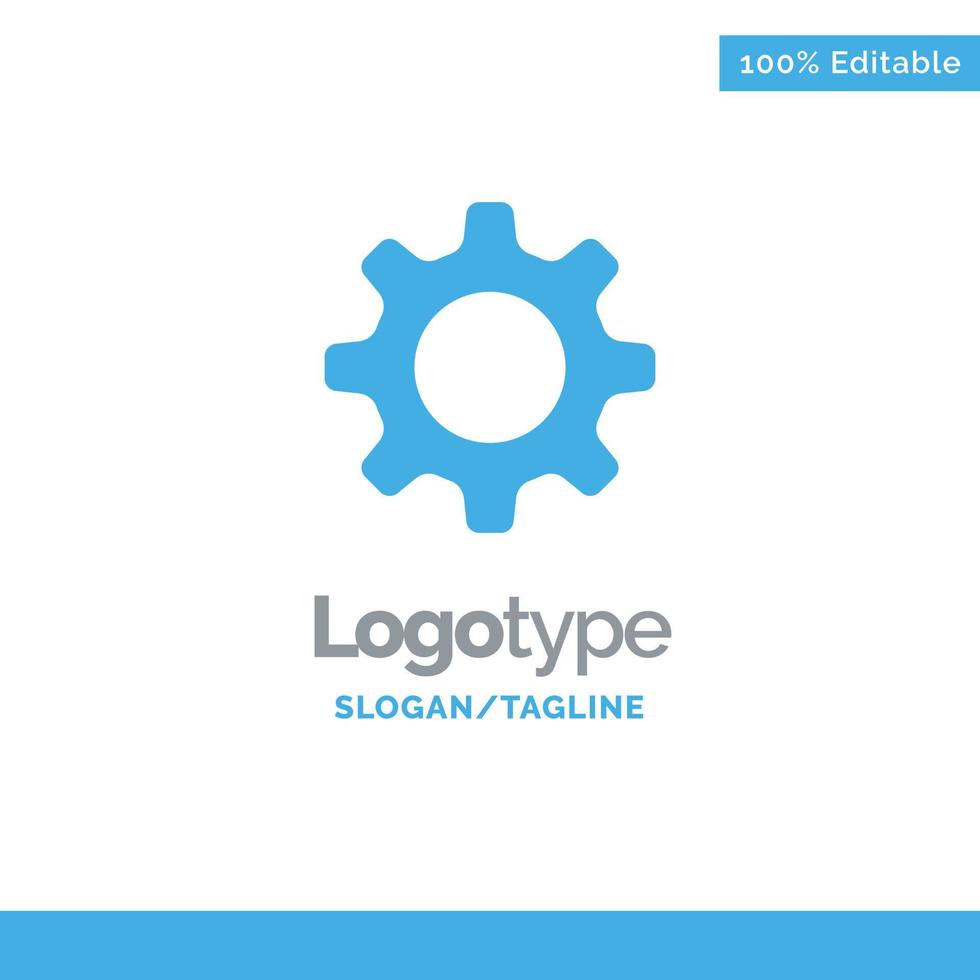 Cog Setting Gear Blue Solid Logo Template Place for Tagline vector