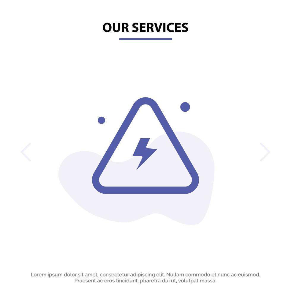 Our Services Combustible Danger Fire Highly Science Solid Glyph Icon Web card Template vector