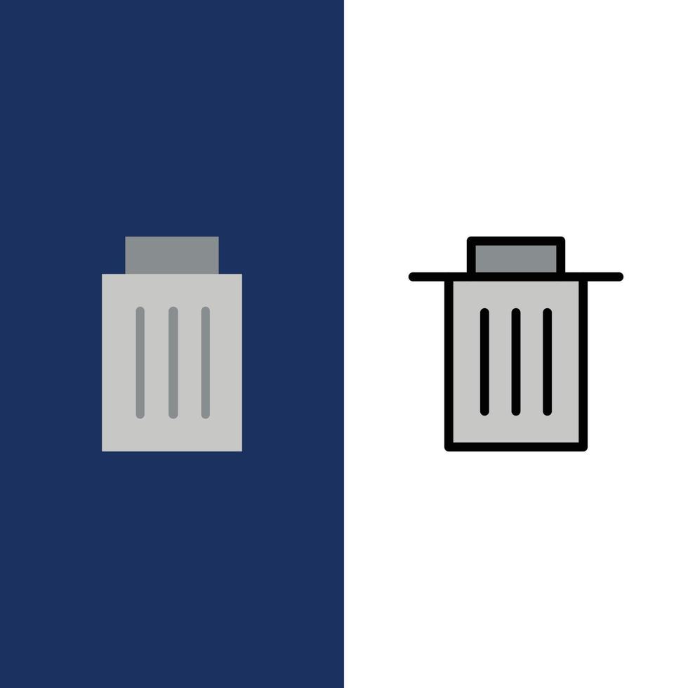 Delete Interface Trash User  Icons Flat and Line Filled Icon Set Vector Blue Background