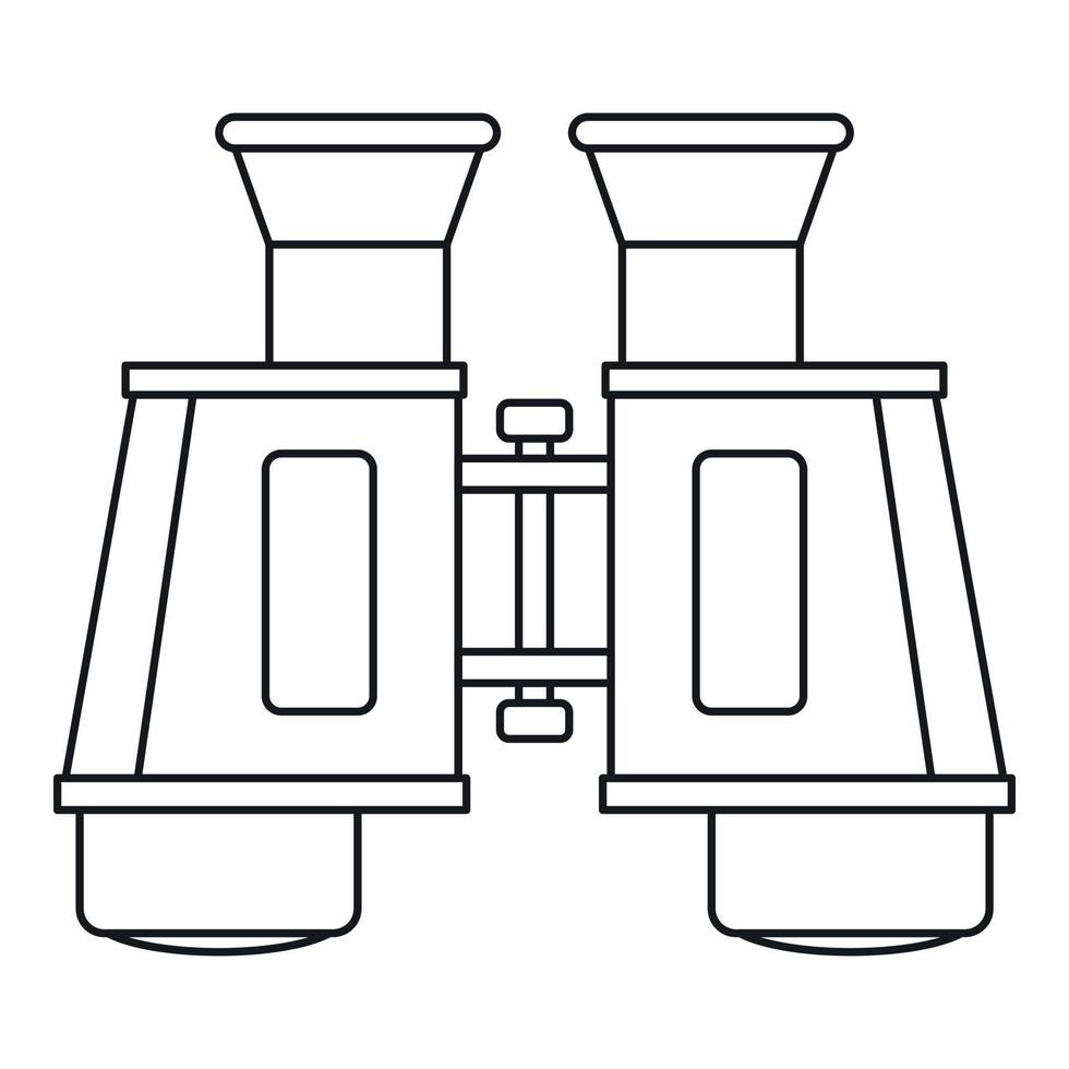 icono de binoculares, estilo de esquema vector