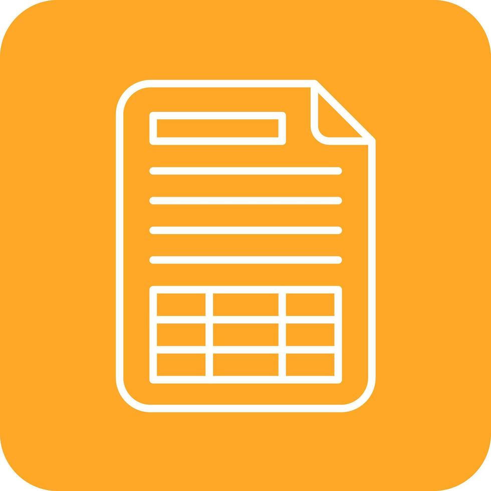 Spreadsheet Line Round Corner Background Icons vector