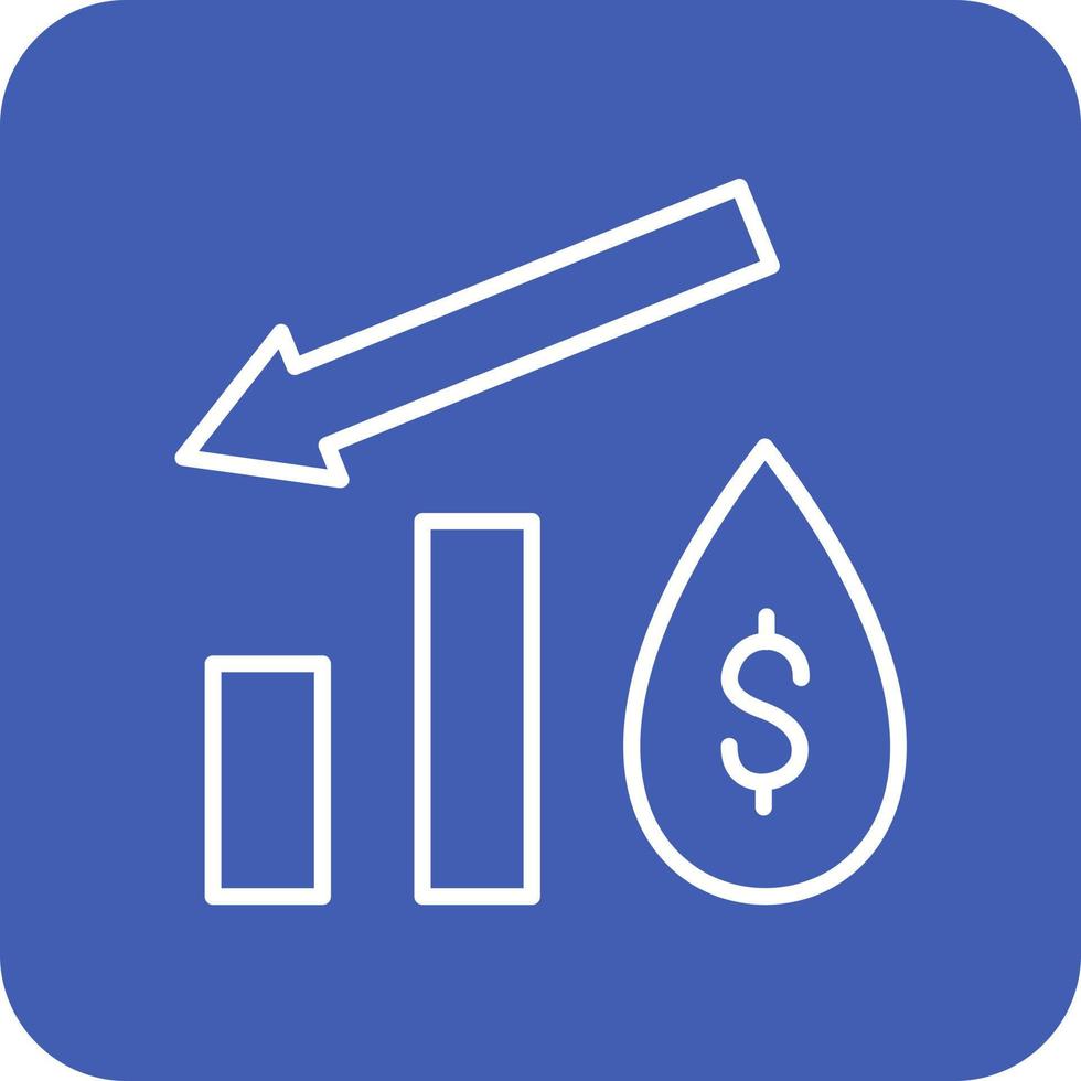 Oil Price Decrease Line Round Corner Background Icons vector