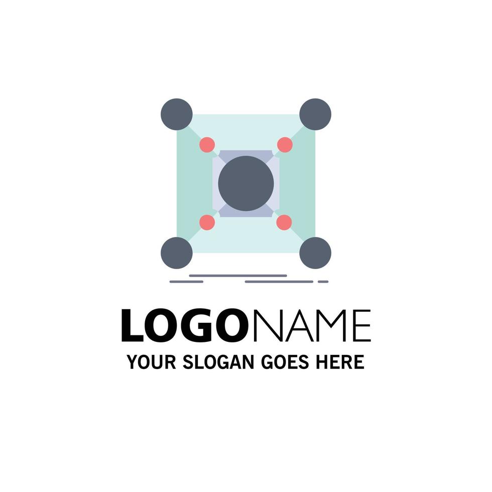 Base center connection data hub Flat Color Icon Vector