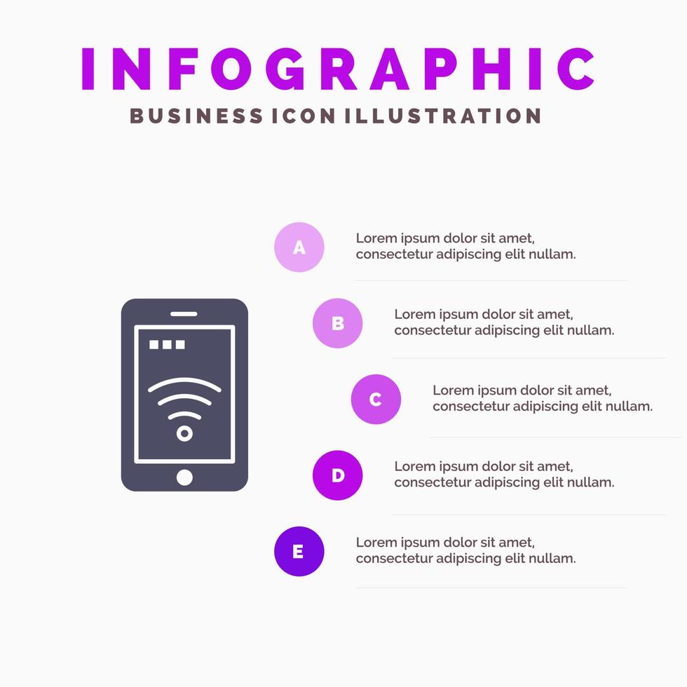 Mobile Sign Service Wifi Infographics Presentation Template 5 Steps Presentation vector