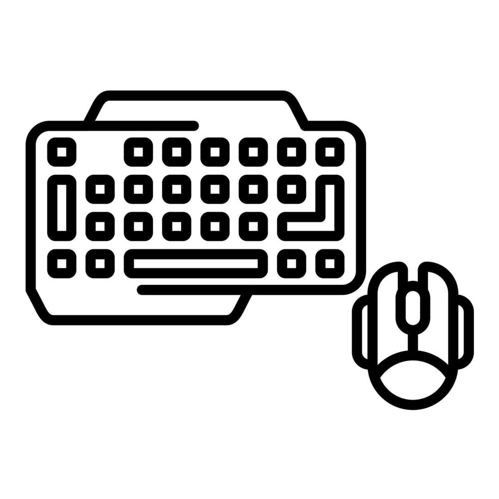 icono de línea de teclado y mouse para juegos vector