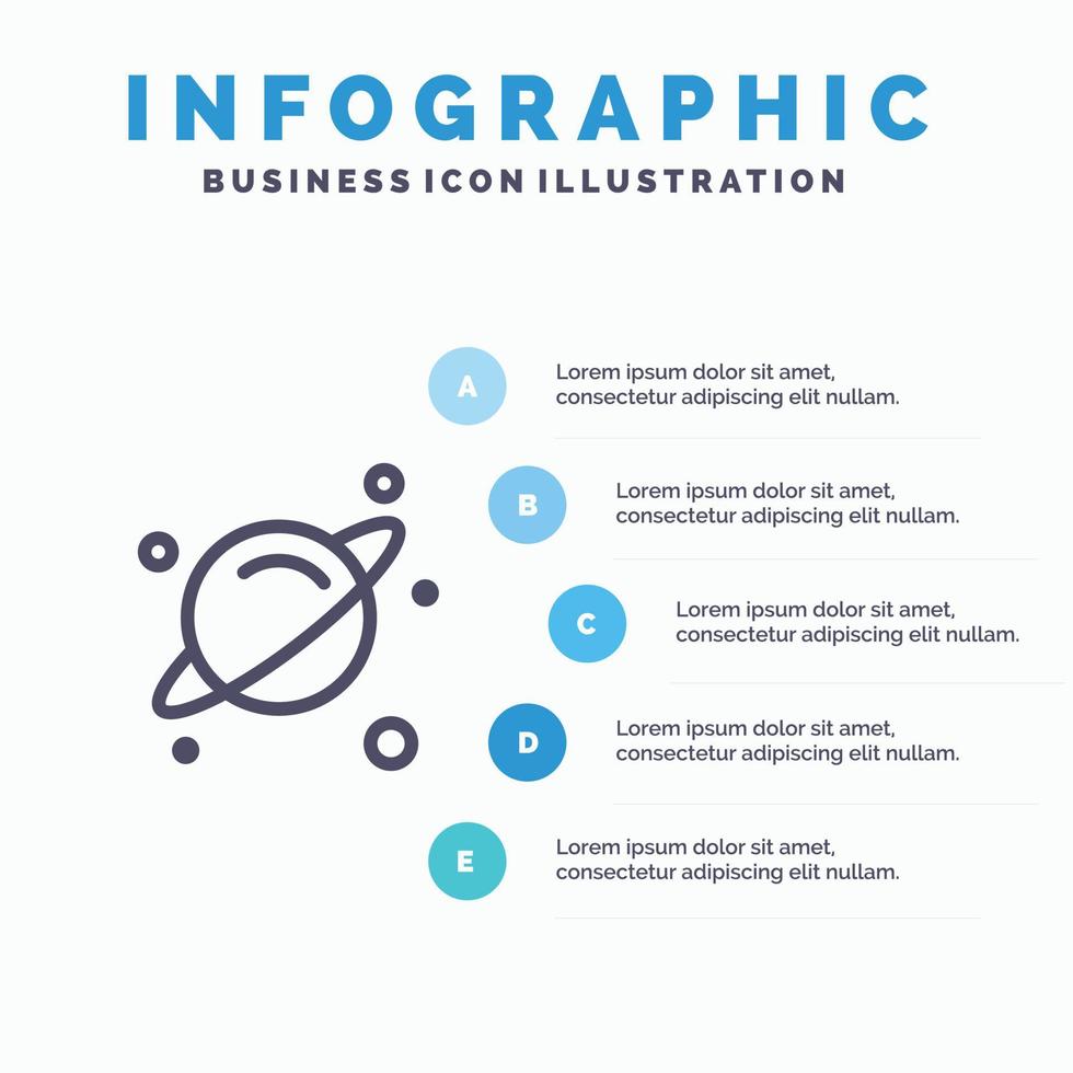 Planet Science Space Line icon with 5 steps presentation infographics Background vector